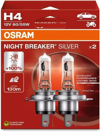 OSRAM Night Breaker Silver H4 halogenske žarnice, 2 kosa