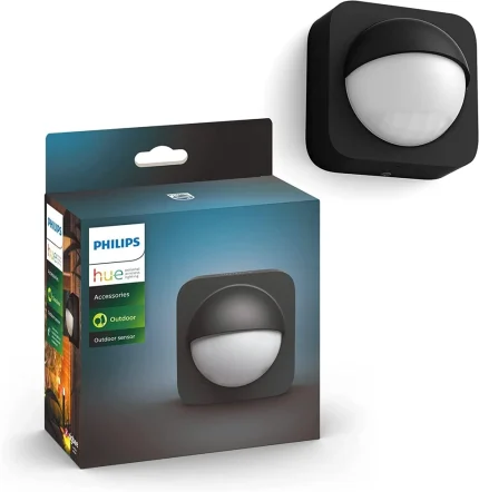 Črn zunanji senzor Philips Hue z belim tipalom in originalno embalažo