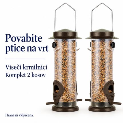 Urban Deco viseči krmilnici za ptice, rjavi – 2 kosa