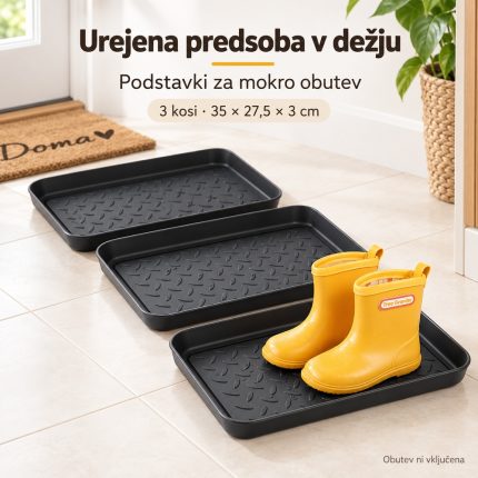 Bafumiu podstavki za mokro obutev, črni – 3 kosi