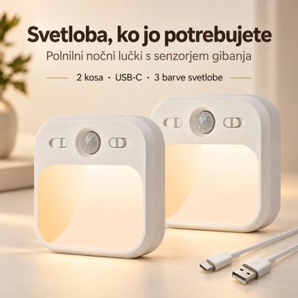 AmmToo polnilni nočni lučki s senzorjem gibanja – 2 kosa