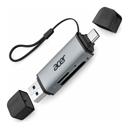 Acer ODK4E0 čitalnik kartic SD in microSD z USB-A, USB-C, pokrovčkoma in vrvico
