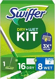 Swiffer Dry & Wet komplet za tla, ročaj, 16 suhih in 8 vlažnih krpic