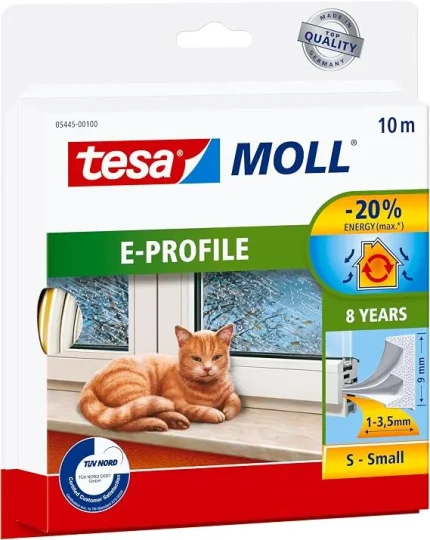 tesa Insulation S gumijasto tesnilo, 10 m × 9 mm × 4 mm, belo