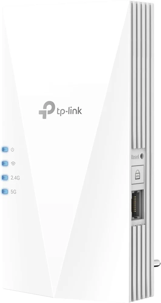 Beli ojačevalnik Wi-Fi 6 TP-Link RE700X z gigabitnim priključkom Ethernet