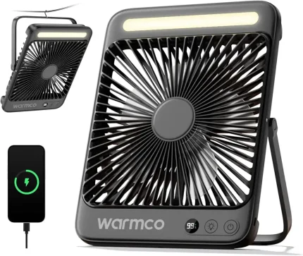 Warmco D4 akumulatorski kamping ventilator z LED, 20000 mAh
